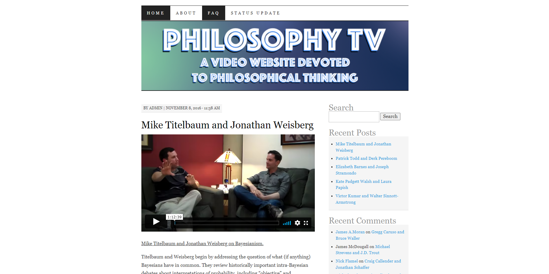 Philosophy TV: A video website devoted to philosophical thinking